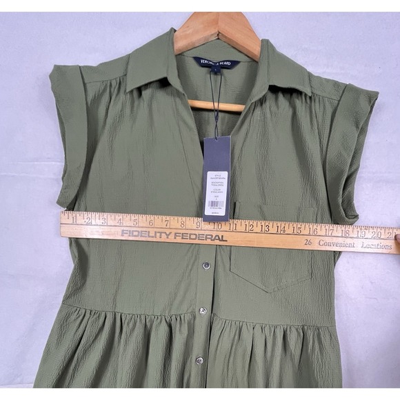 NWT Veronica Beard Trisha Tiered Shirt Green Dress with liner Button Down Size S - Picture 7 of 14